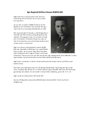 A preview of a PDF biography for Brown, Reginald William